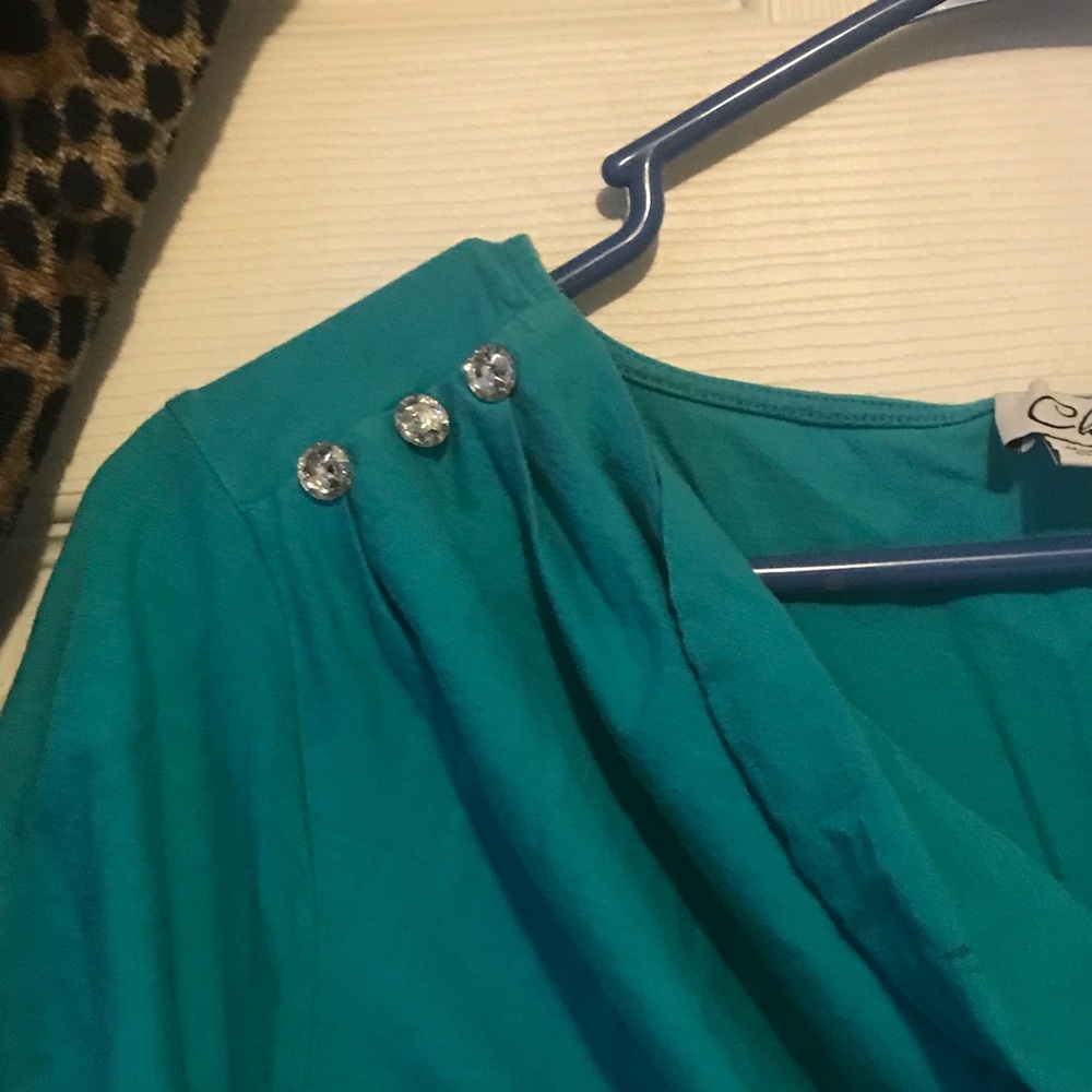 Turquoise Rhinestone Blouse - Picture 3 of 3